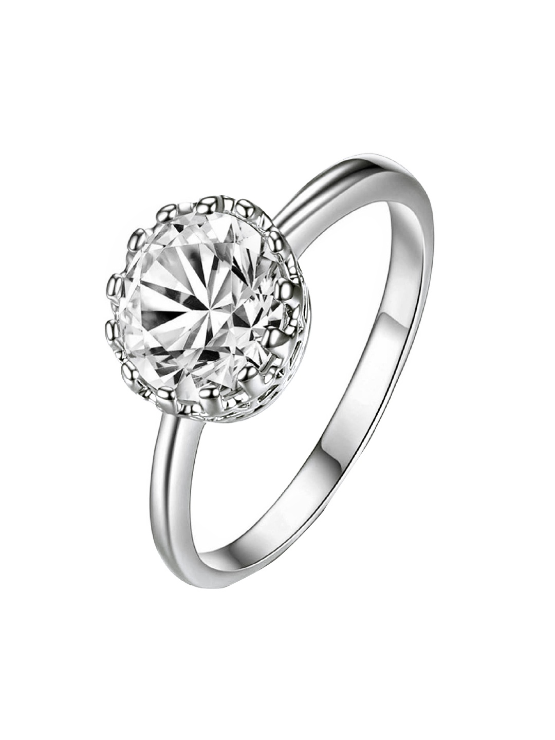 

OOMPH Women Silver-Toned White CZ-Studded Finger Rings