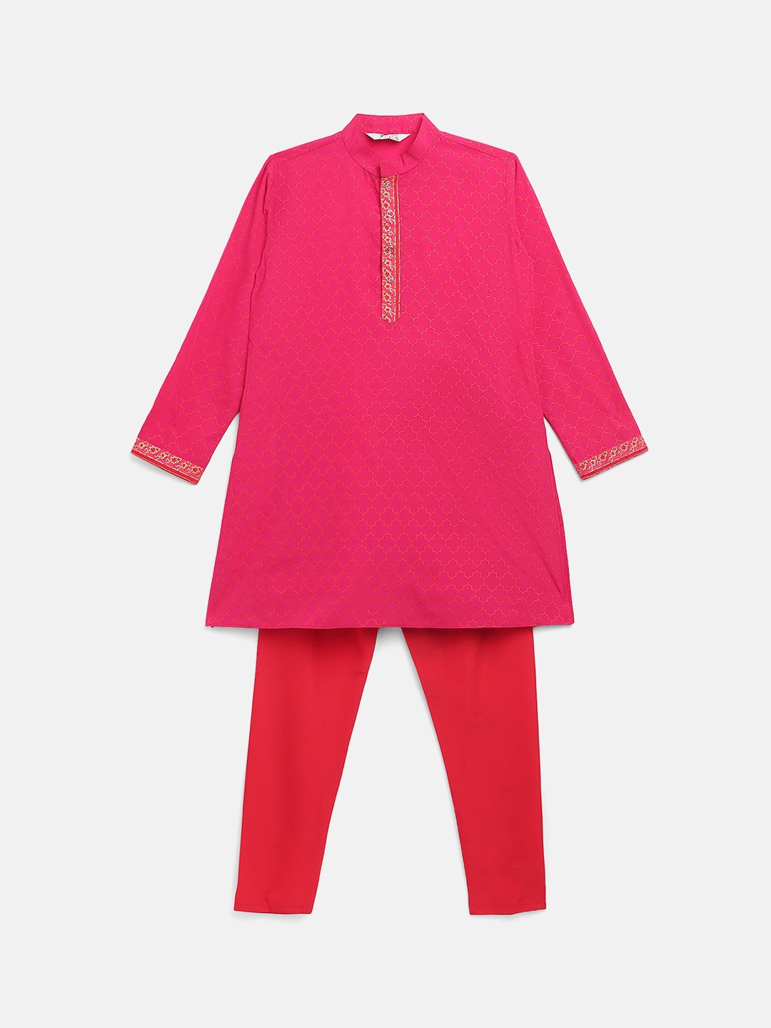 

Ahalyaa Boys Pink Solid Kurta with Churidar