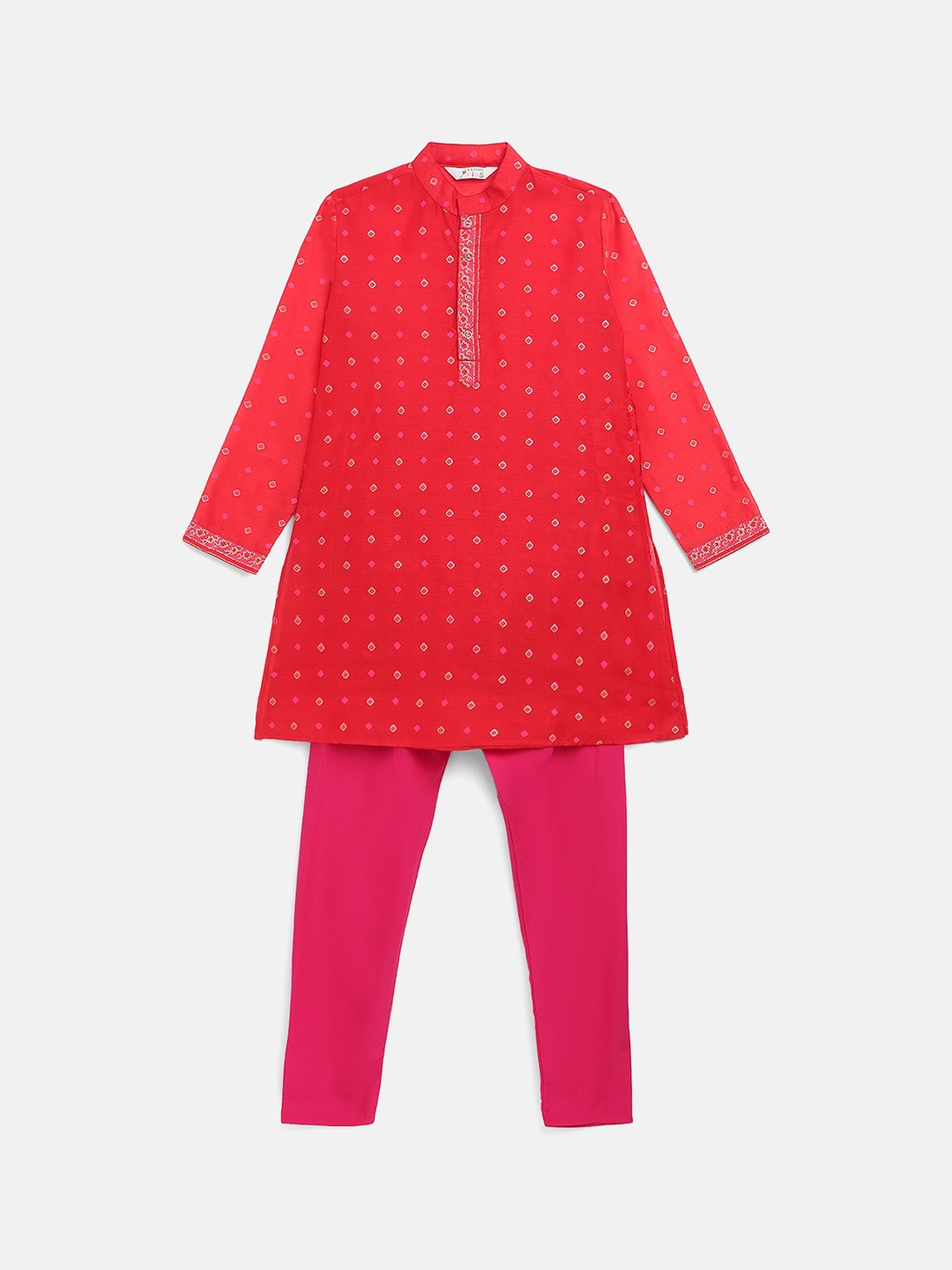 

Ahalyaa Boys Red Printed Kurta with Churidar