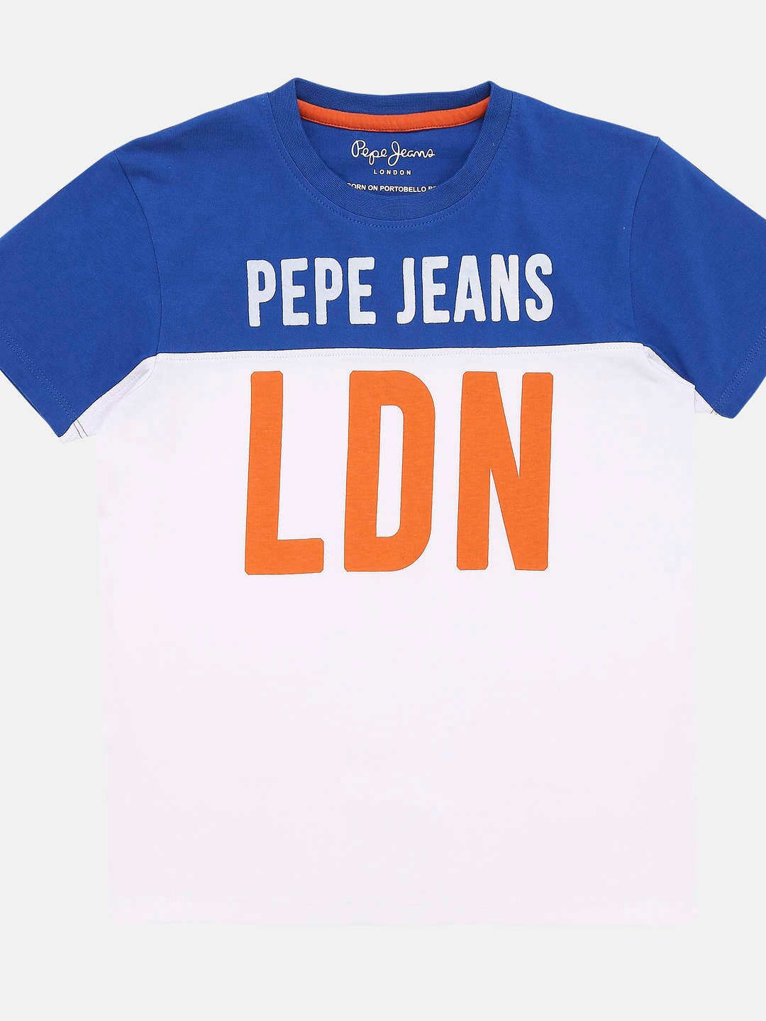 Pepe Jeans Boys Blue & White Printed Cotton T-shirt