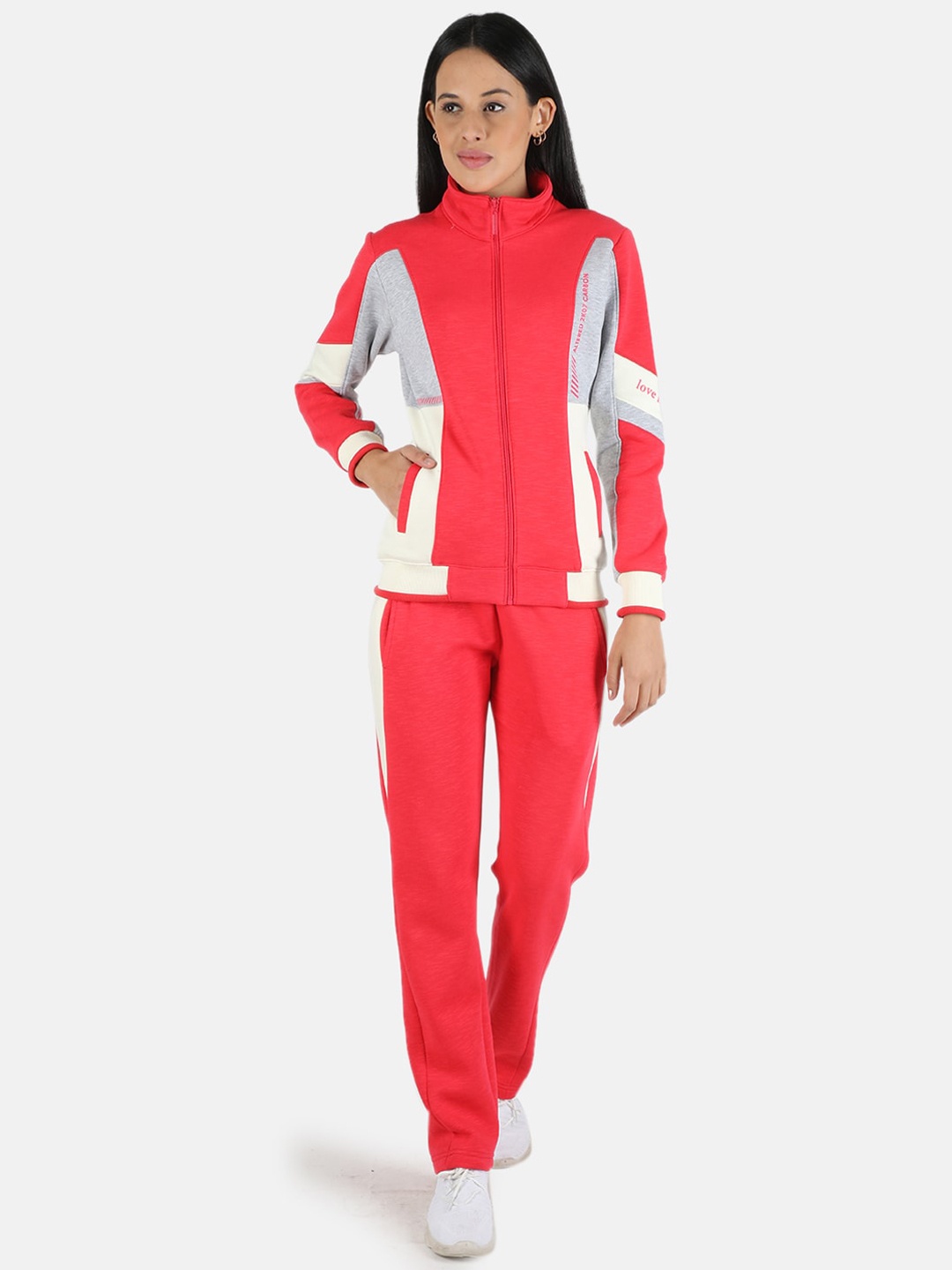 

Monte Carlo Women Coral & Grey Colourblocked Tracksuit