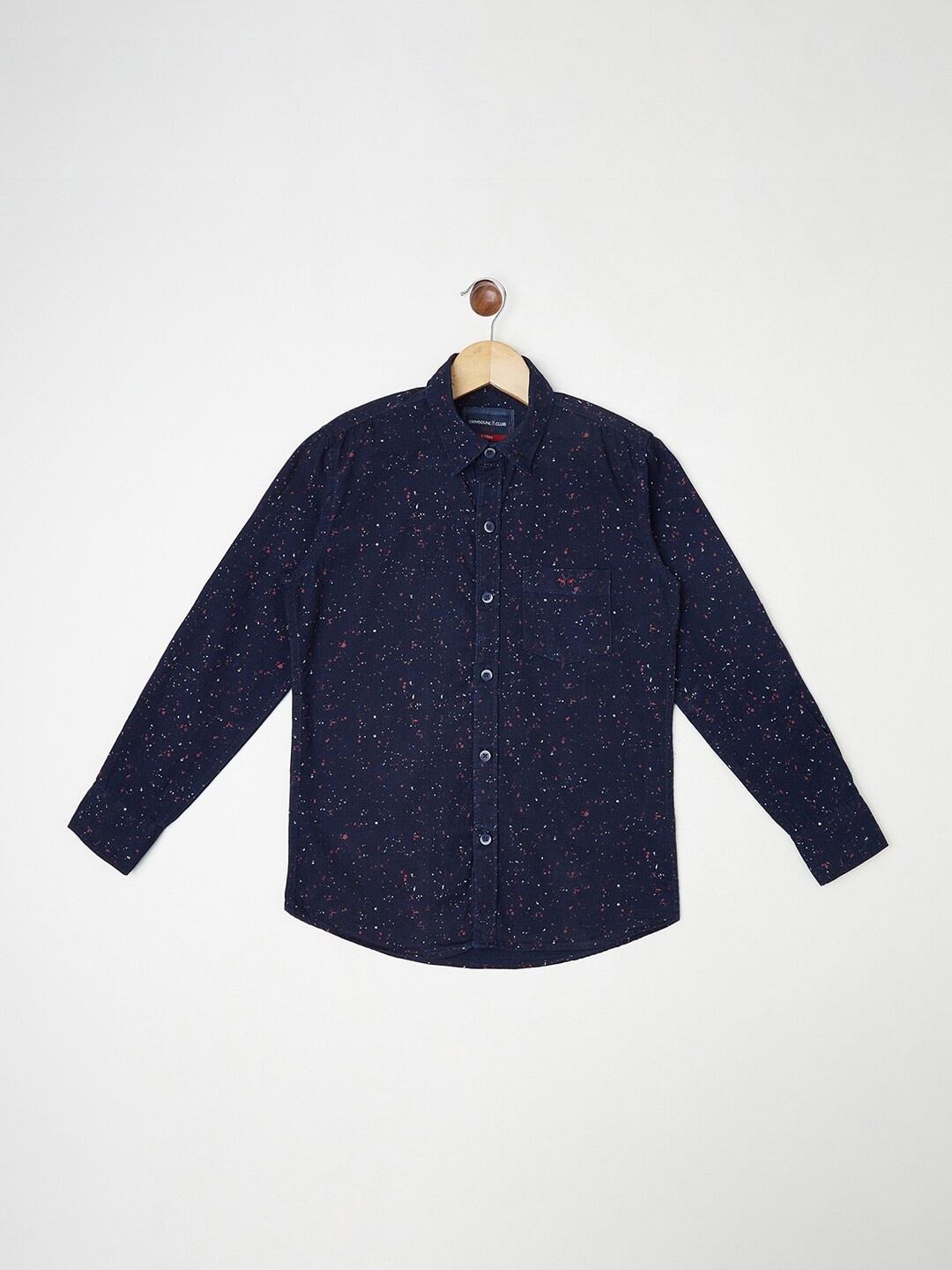 

Crimsoune Club Boys Navy Blue Printed Pure Cotton Casual Shirt