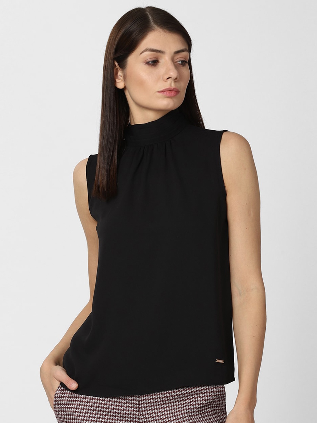 

Van Heusen Woman Black High Neck Regular Top
