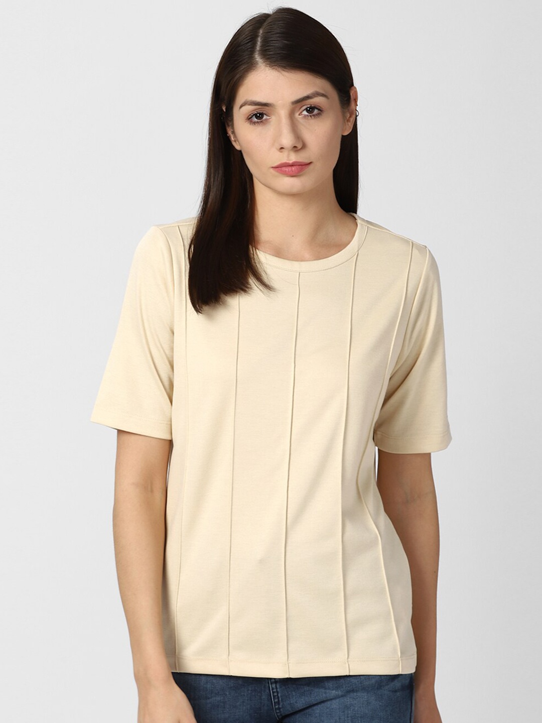 

Van Heusen Woman Women Khaki Self Design Regular Top