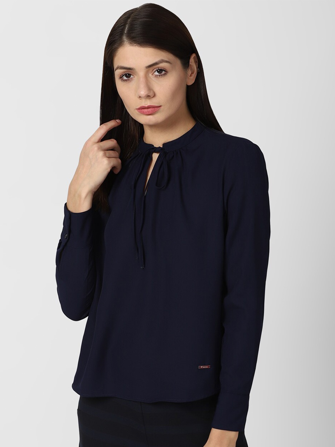 

Van Heusen Woman Navy Blue Tie-Up Neck Top