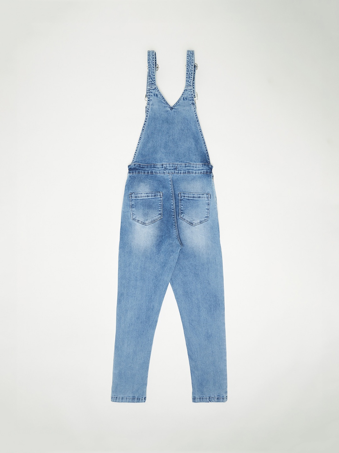 

Crimsoune Club Girls Blue Solid Slim-Fit Denim Dungarees