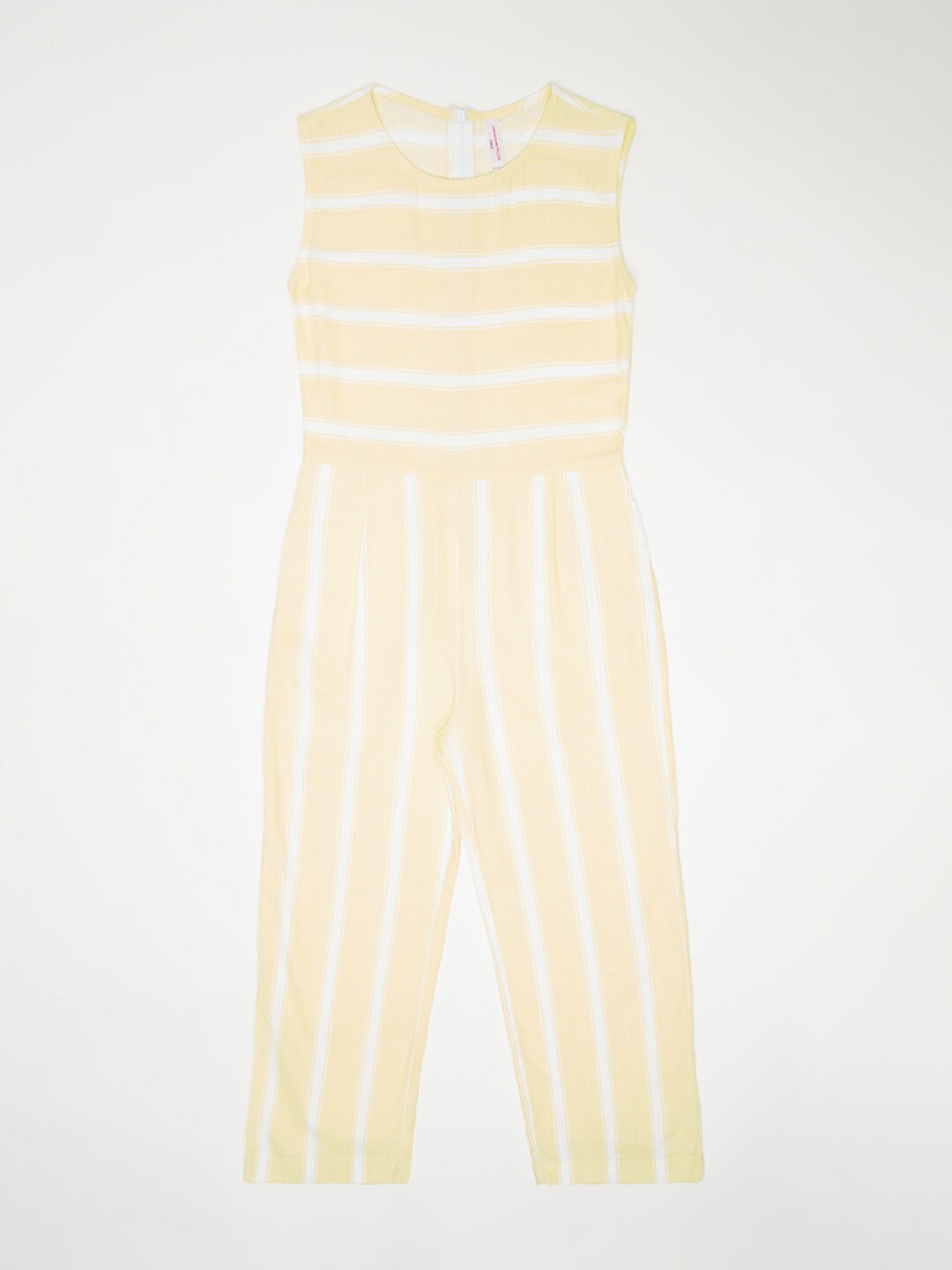 

Crimsoune Club Girls Yellow & White Striped Basic Jumpsuit