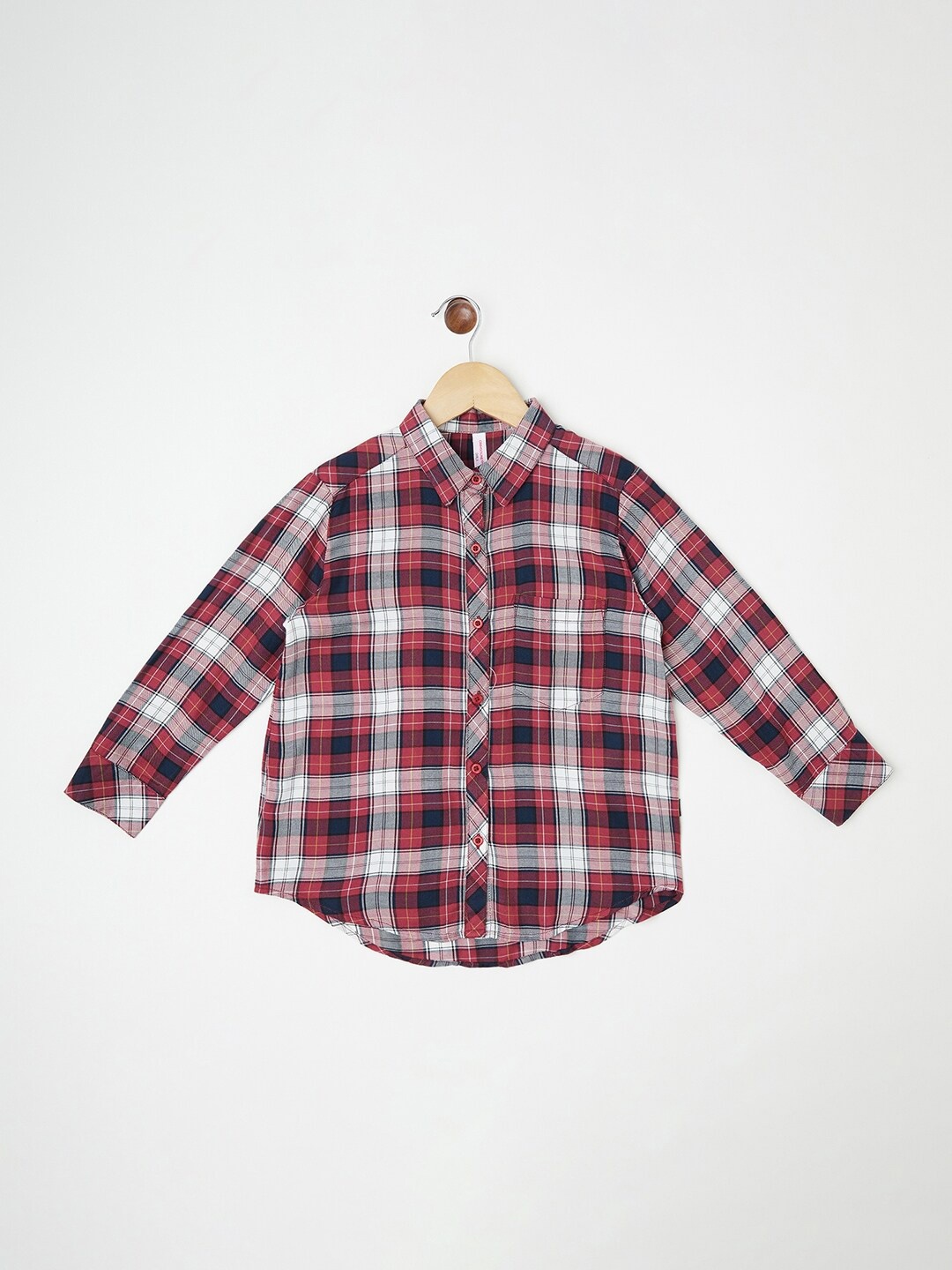 

Crimsoune Club Girls Red Tartan Checks Regular Fit Checked Casual Shirt