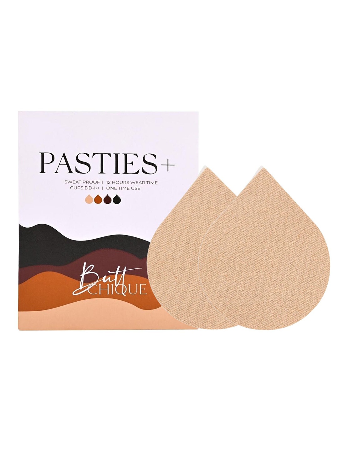

Butt-Chique Set Of 25 Nude Coloured Solid Sweat Proof Cotton Nipple Pasties Plus, Beige