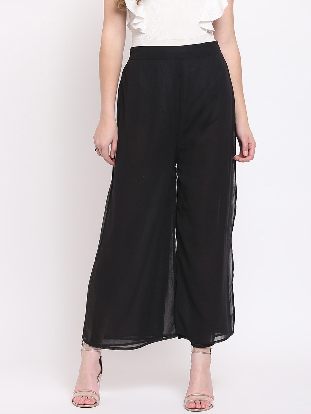 

RIVI Women Black Layered Palazzos