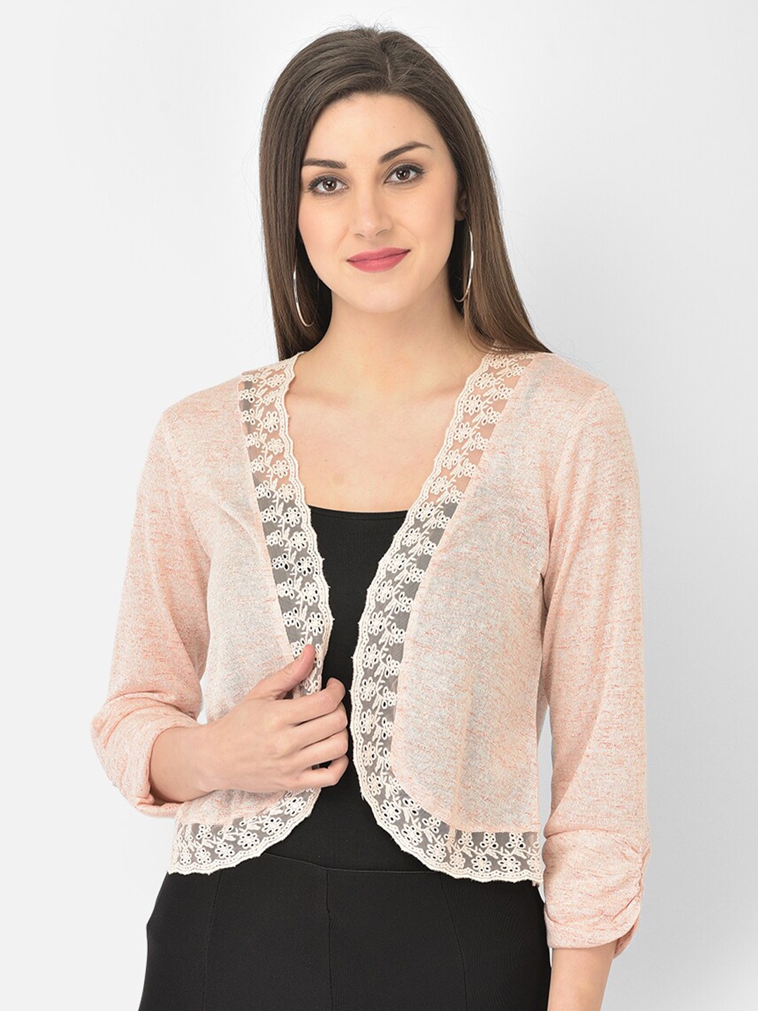 

Latin Quarters Women Peach-Coloured Shrug