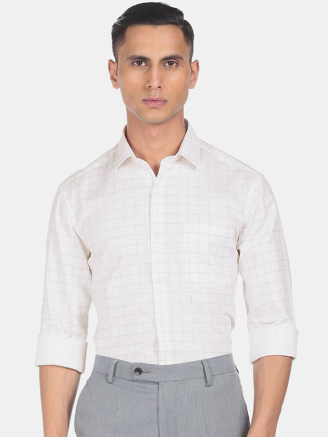 

Arrow Men White Checked Regular Fit Casual Shirt