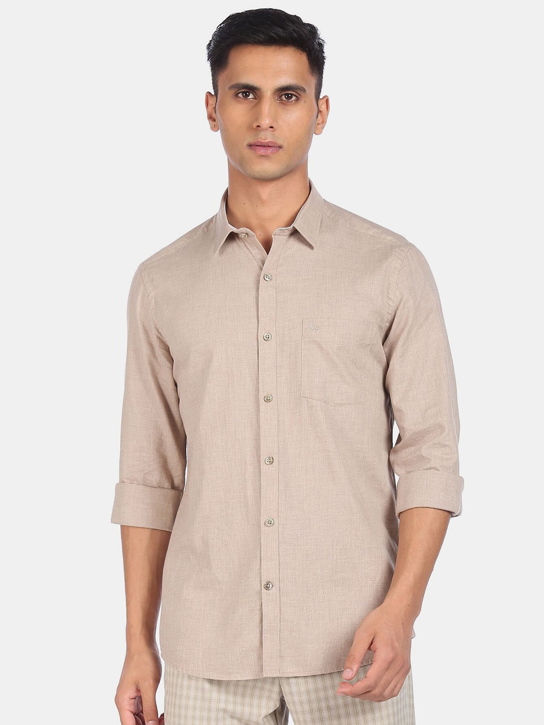 

Arrow Men Beige Cotton Casual Shirt
