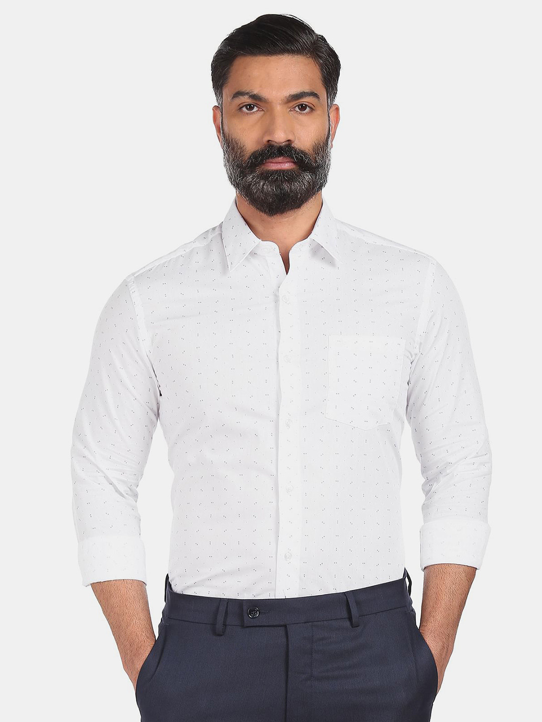 

Arrow Men White Slim Fit Printed Formal Shirt