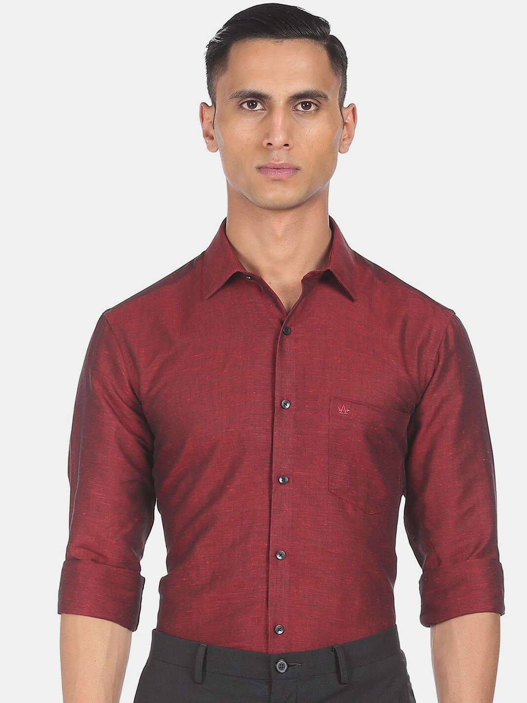 

Arrow Men Red Cotton Linen Casual Shirt