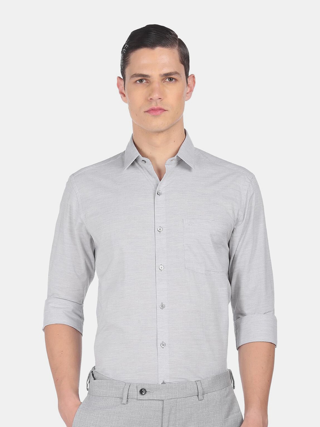 

Arrow Men Grey Slim Fit Pure Cotton Semiformal Shirt
