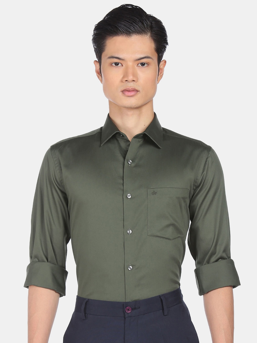 

Arrow Men Olive Green Pure Cotton Formal Shirt