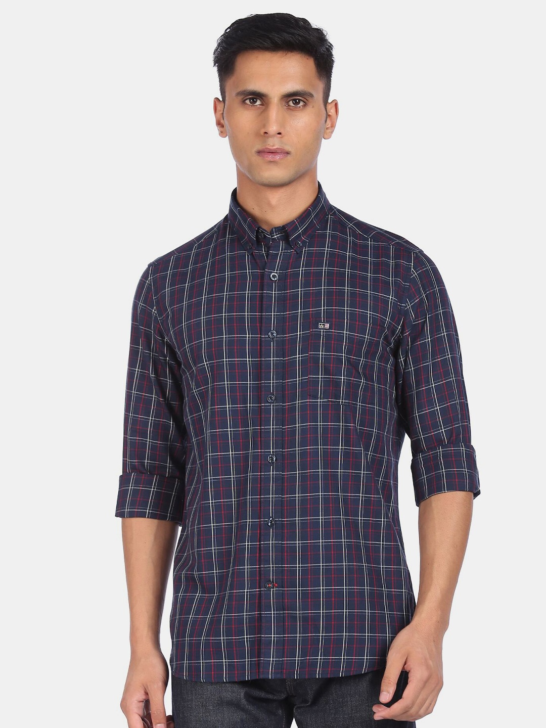 

Arrow Men Blue & Red Checked Cotton Casual Shirt