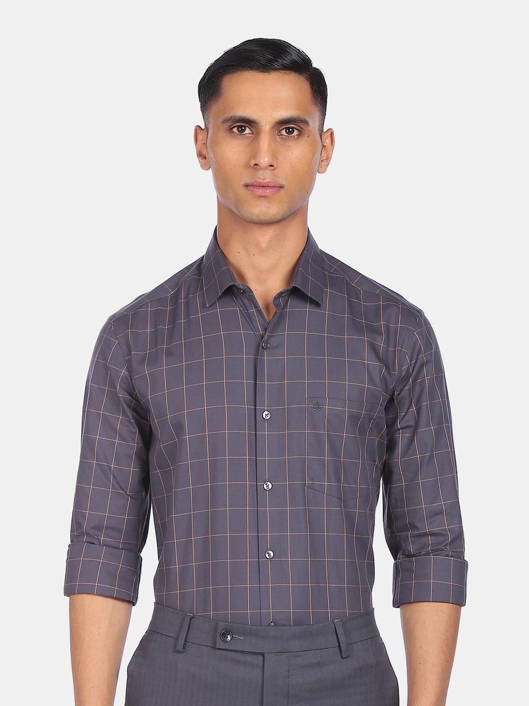 

Arrow Men Blue Slim Fit Checked Casual Shirt