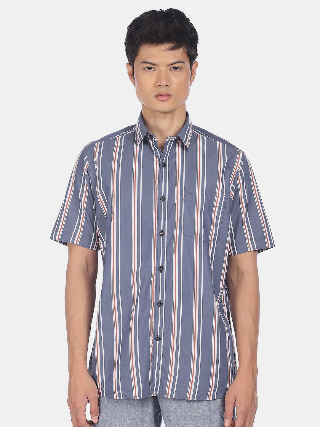 

Arrow Men Blue & Red Striped Cotton Casual Shirt