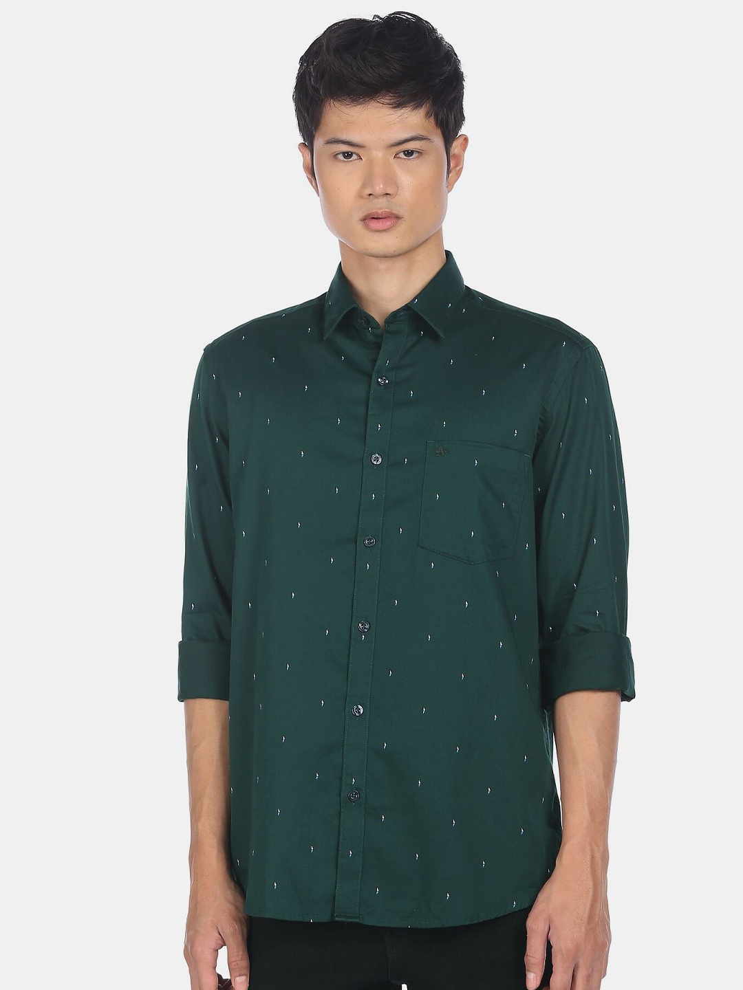 

Arrow Men Green Printed Pure Cotton Casual Shirt