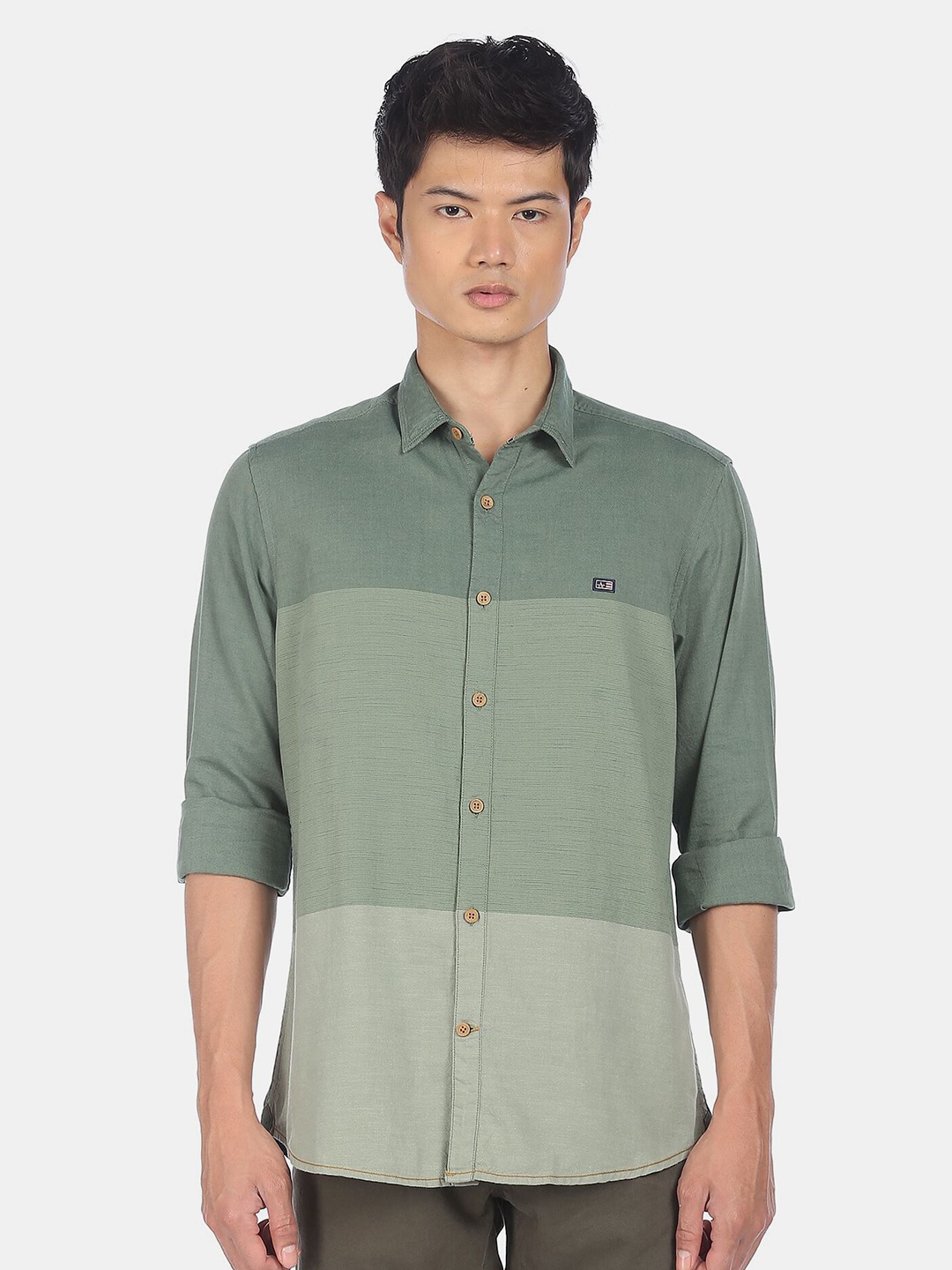 

Arrow Men Green Colourblocked Casual Shirt