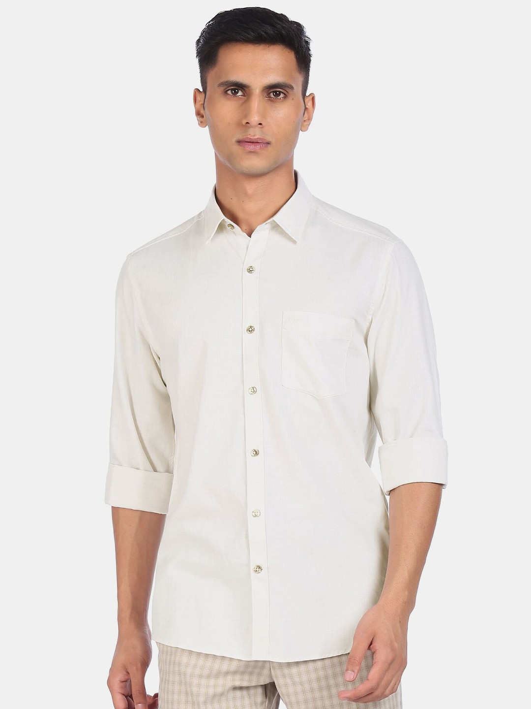 

Arrow Men White Cotton Casual Shirt