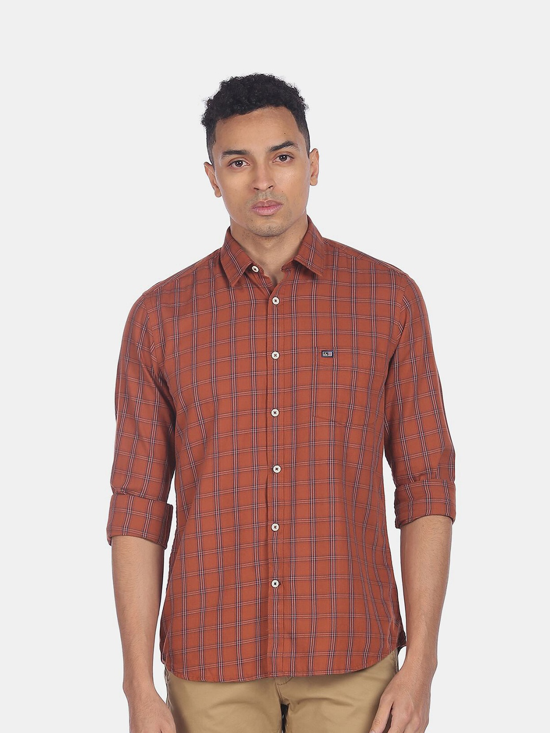 

Arrow Sport Men Brown Checked Pure Cotton Casual Shirt