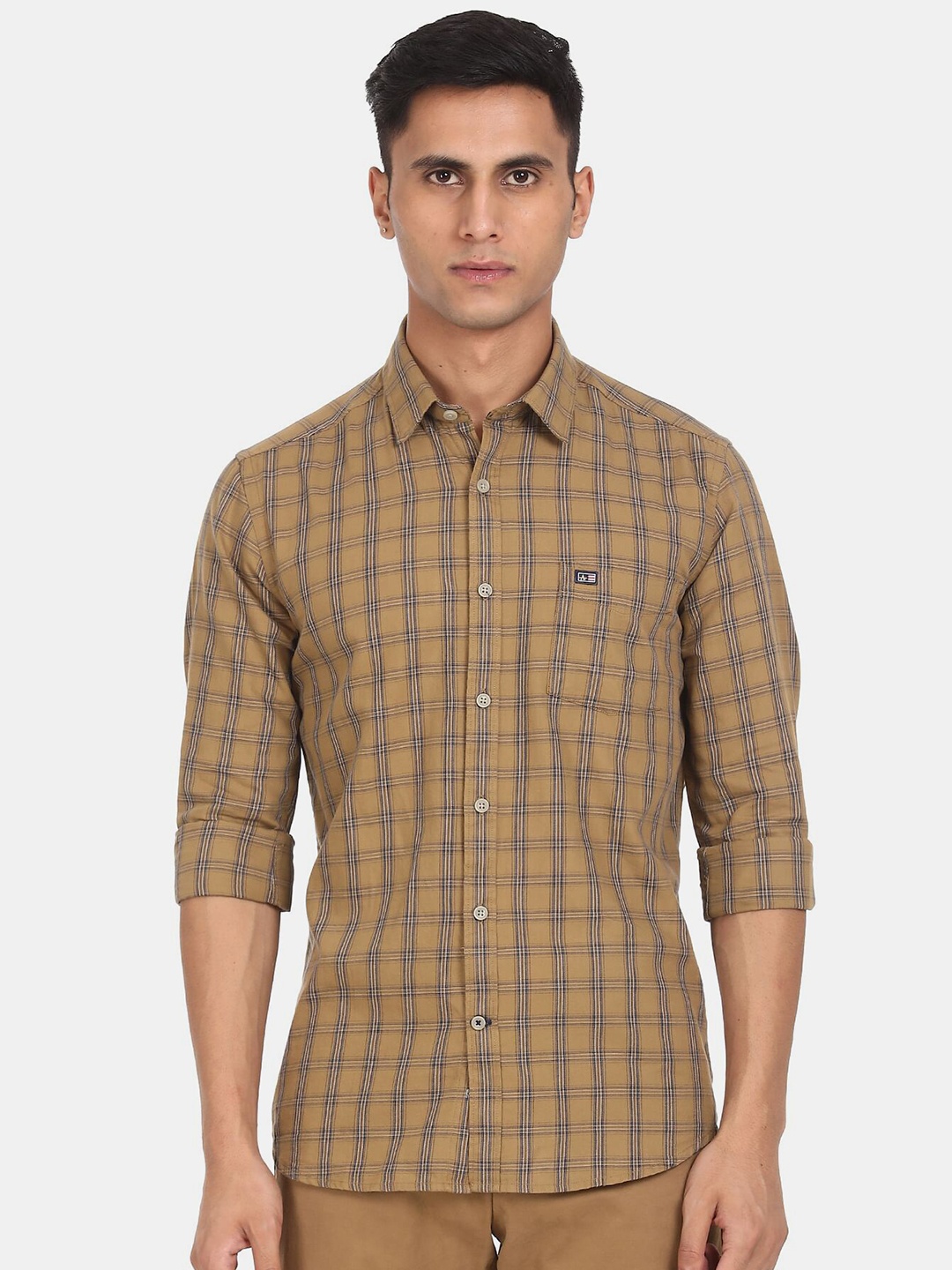 

Arrow Sport Men Brown Tartan Checks Pure Cotton Casual Shirt