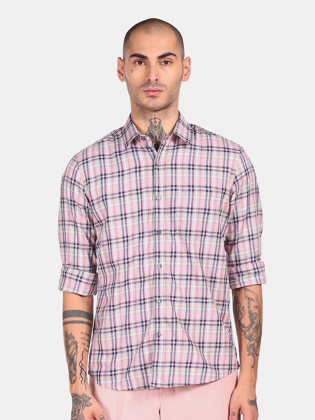 

Arrow Sport Men Pink Tartan Checks Checked Regular Fit Pure Cotton Casual Shirt