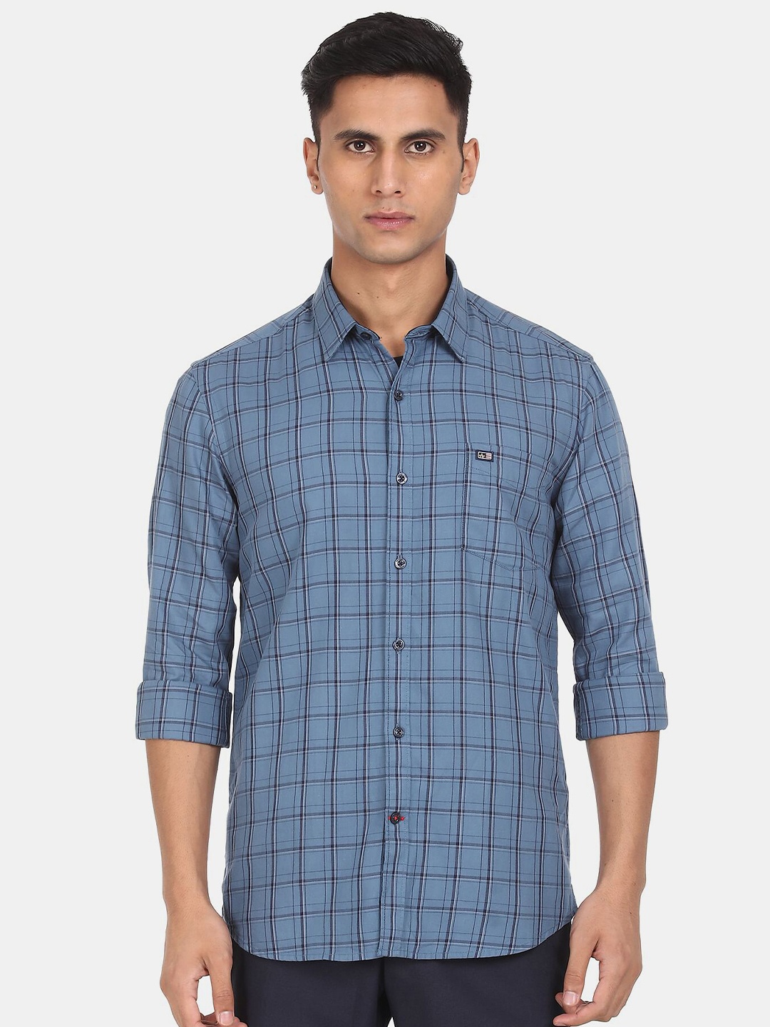 

Arrow Sport Men Blue Checked Pure Cotton Casual Shirt