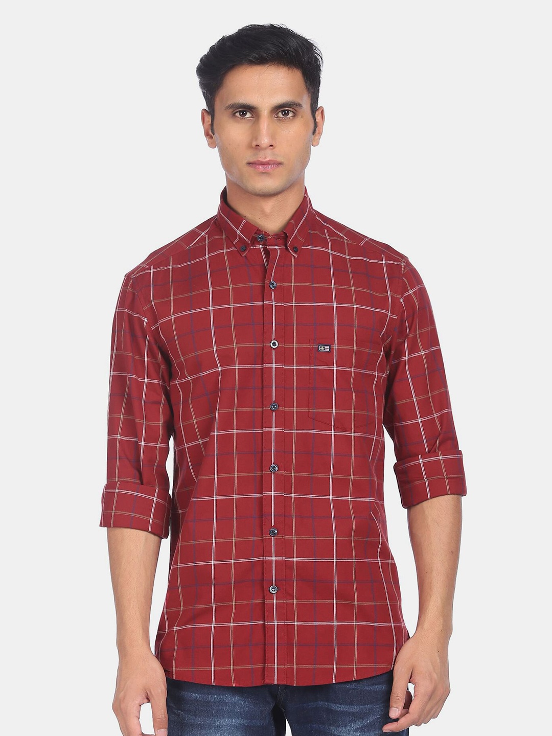 

Arrow Sport Men Red Checked Regular Fit Pure Cotton Casual Shirt