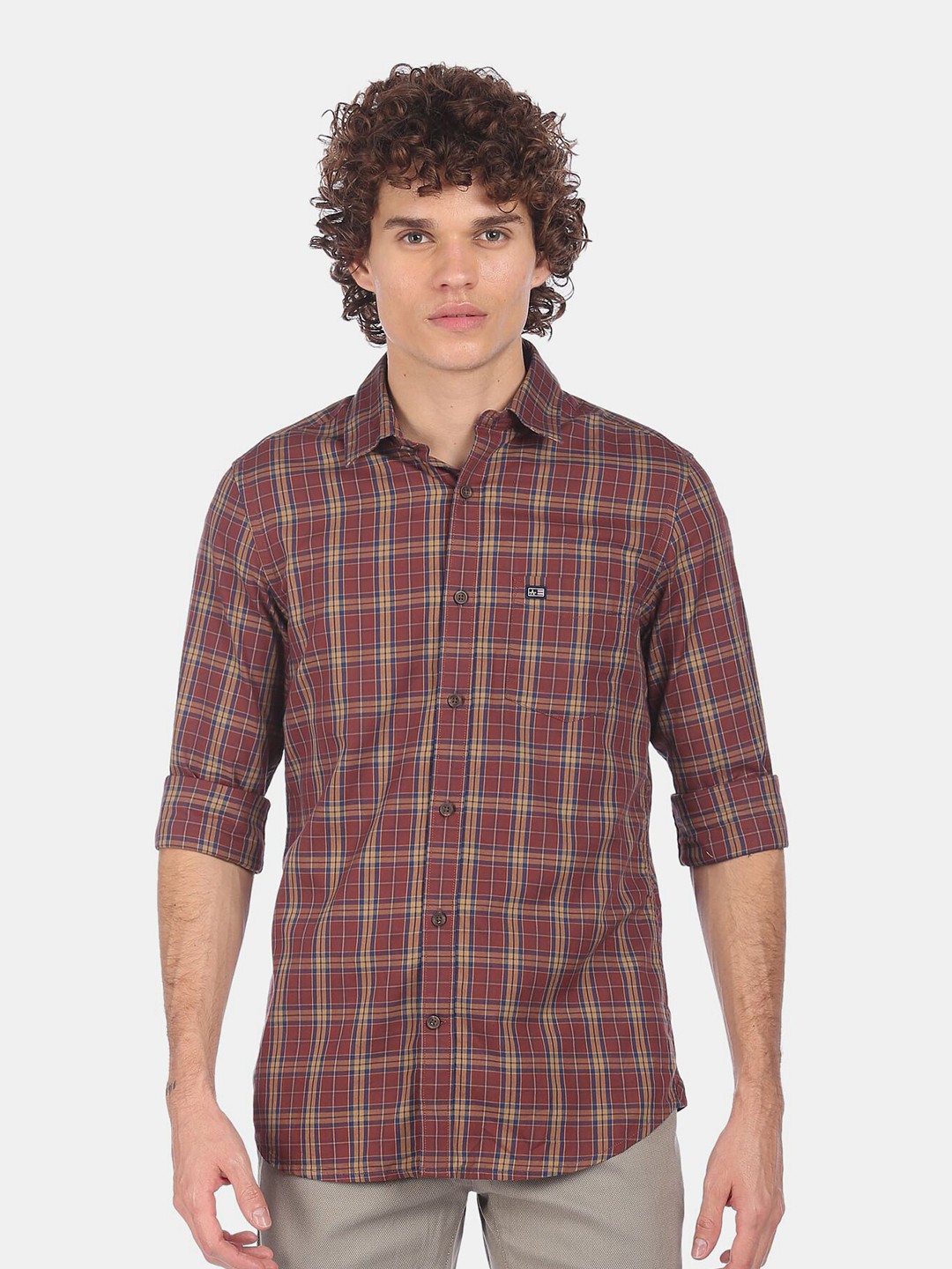 

Arrow Sport Men Brown Tartan Checked Pure Cotton Casual Shirt