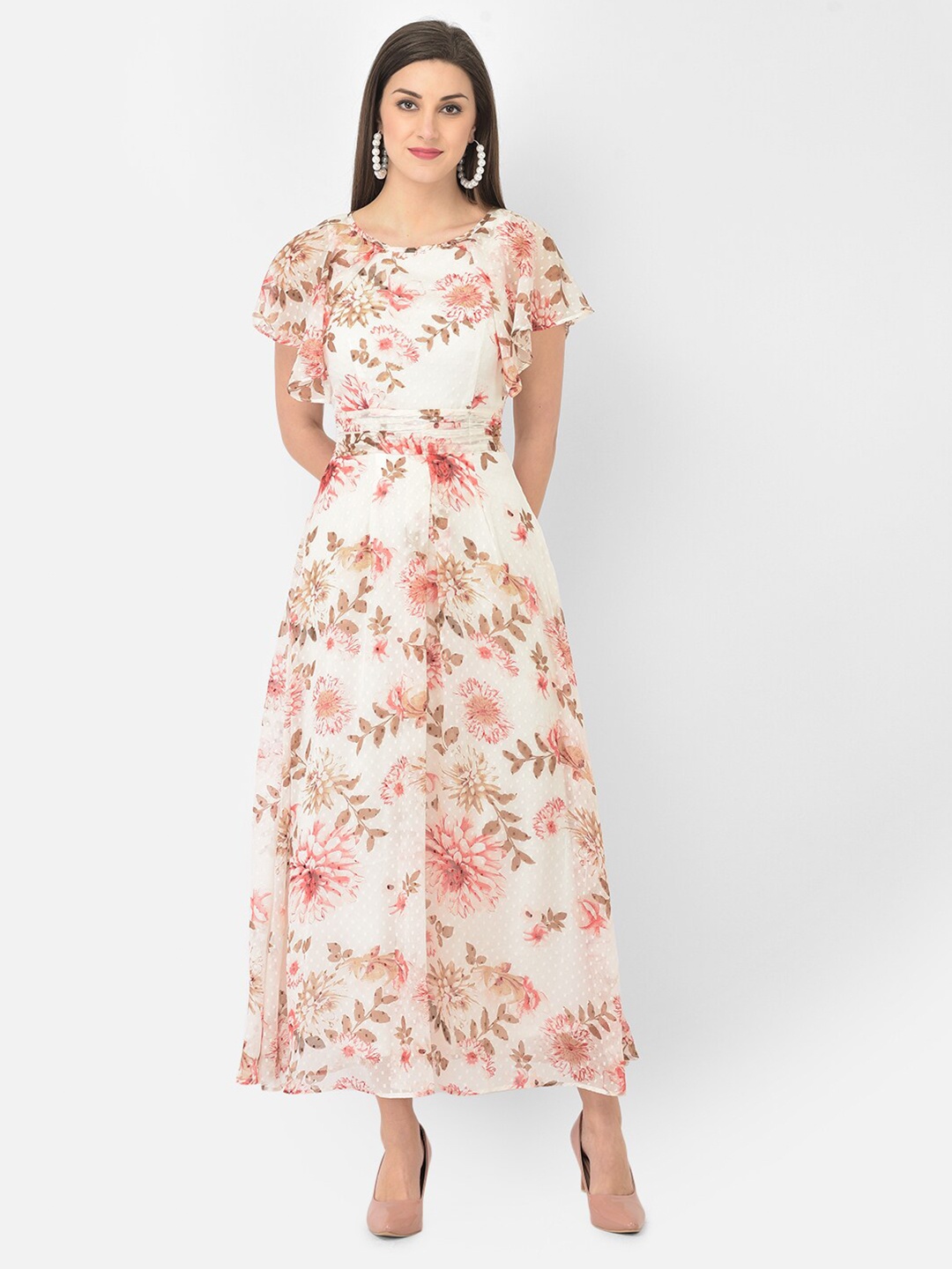 

Latin Quarters Off White & Red Floral Maxi Dress