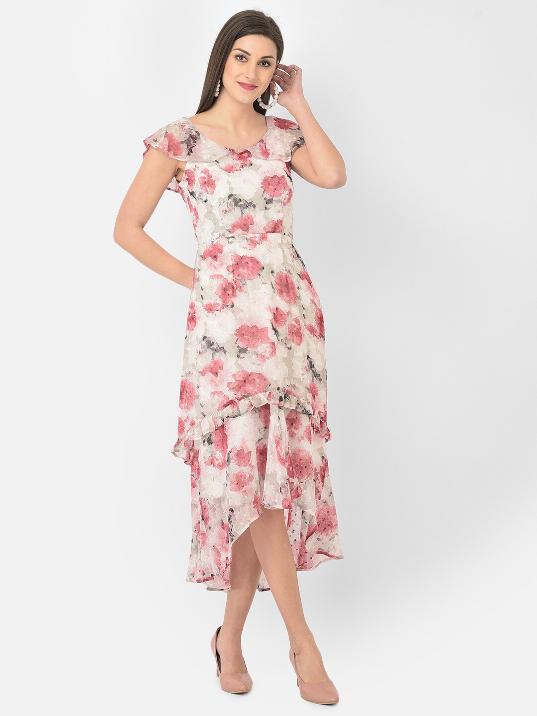 

Latin Quarters Red Floral Midi Dress