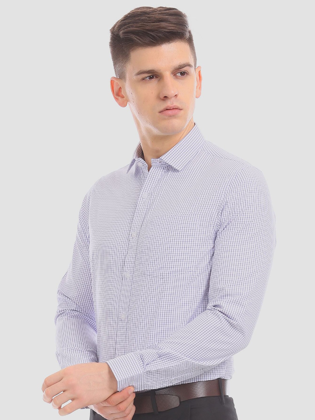 

Excalibur Men White Checked Formal Shirt