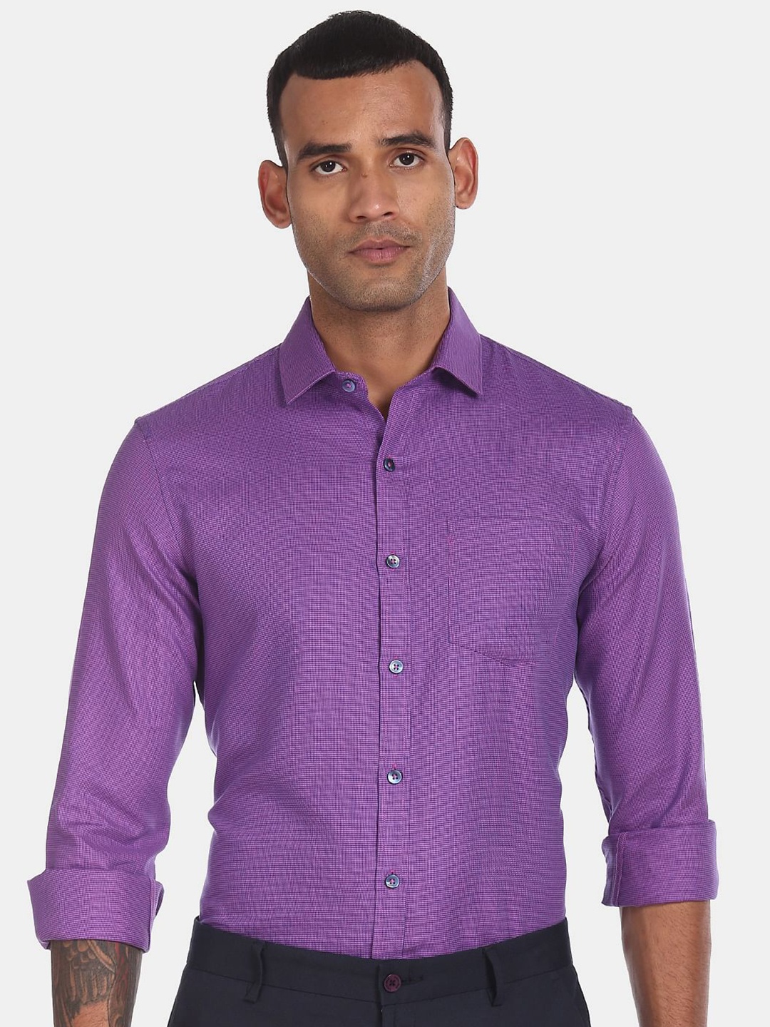 

Excalibur Men Purple Formal Shirt