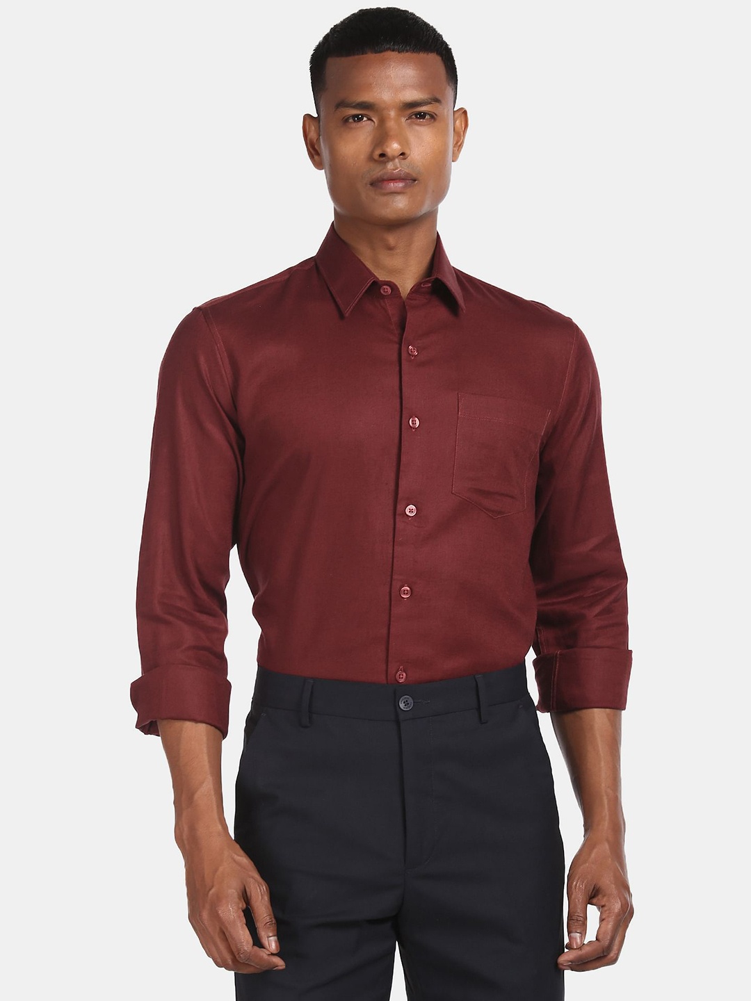 

Excalibur Men Red Casual Regular Fit Cotton Linen Shirt