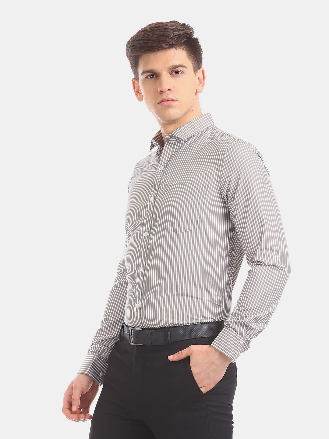 

Excalibur Men Pack Of 2 Beige & White Striped Casual Shirt, Assorted