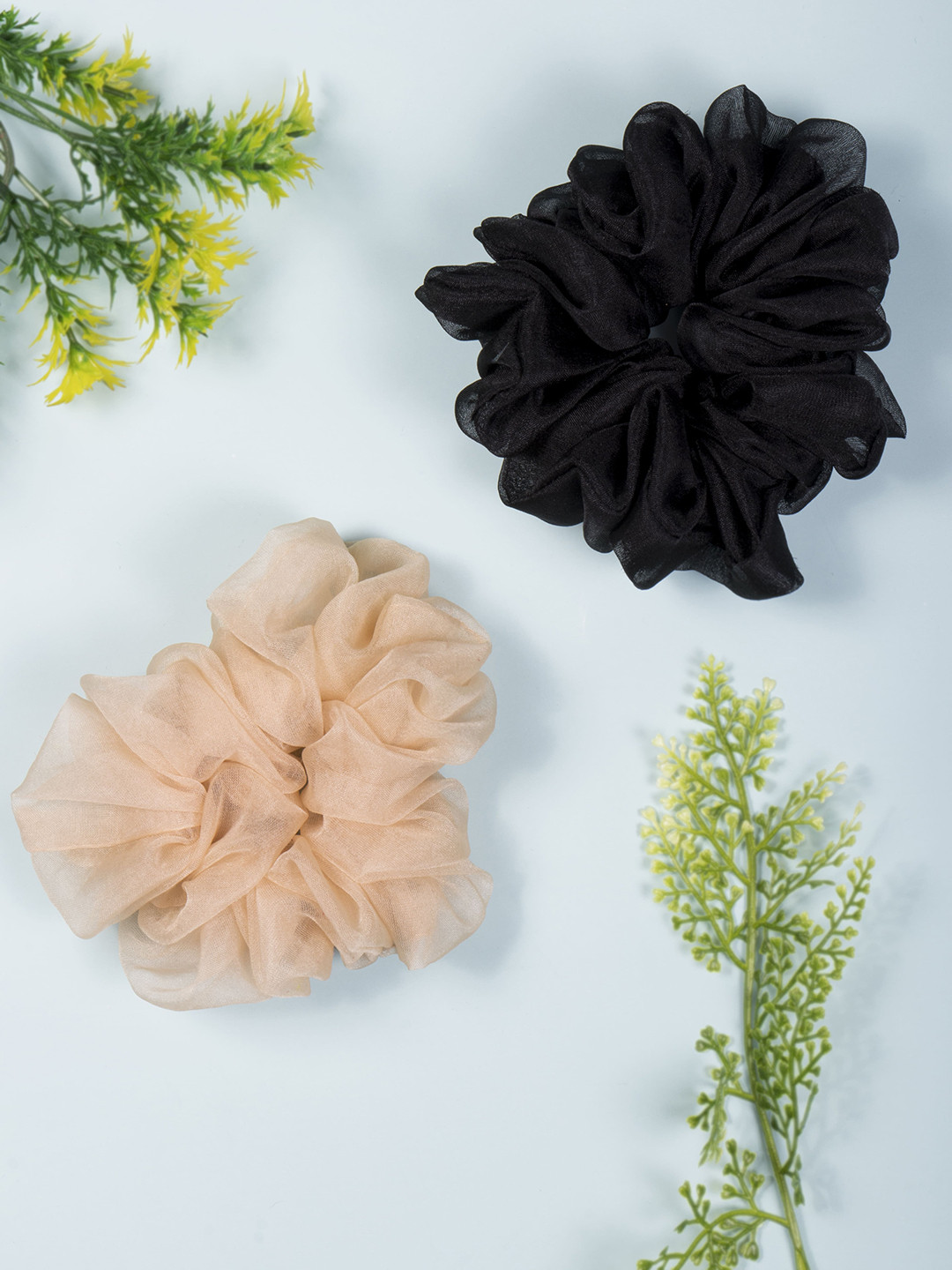 

Arendelle Women Set of 2 Cream-Coloured & Black Fur Ponytail Holders