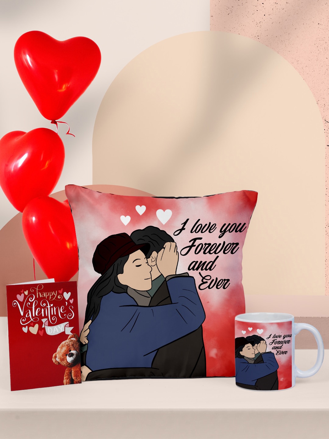 

Ferosh Red Valentine Cushion & Mug Gift Set