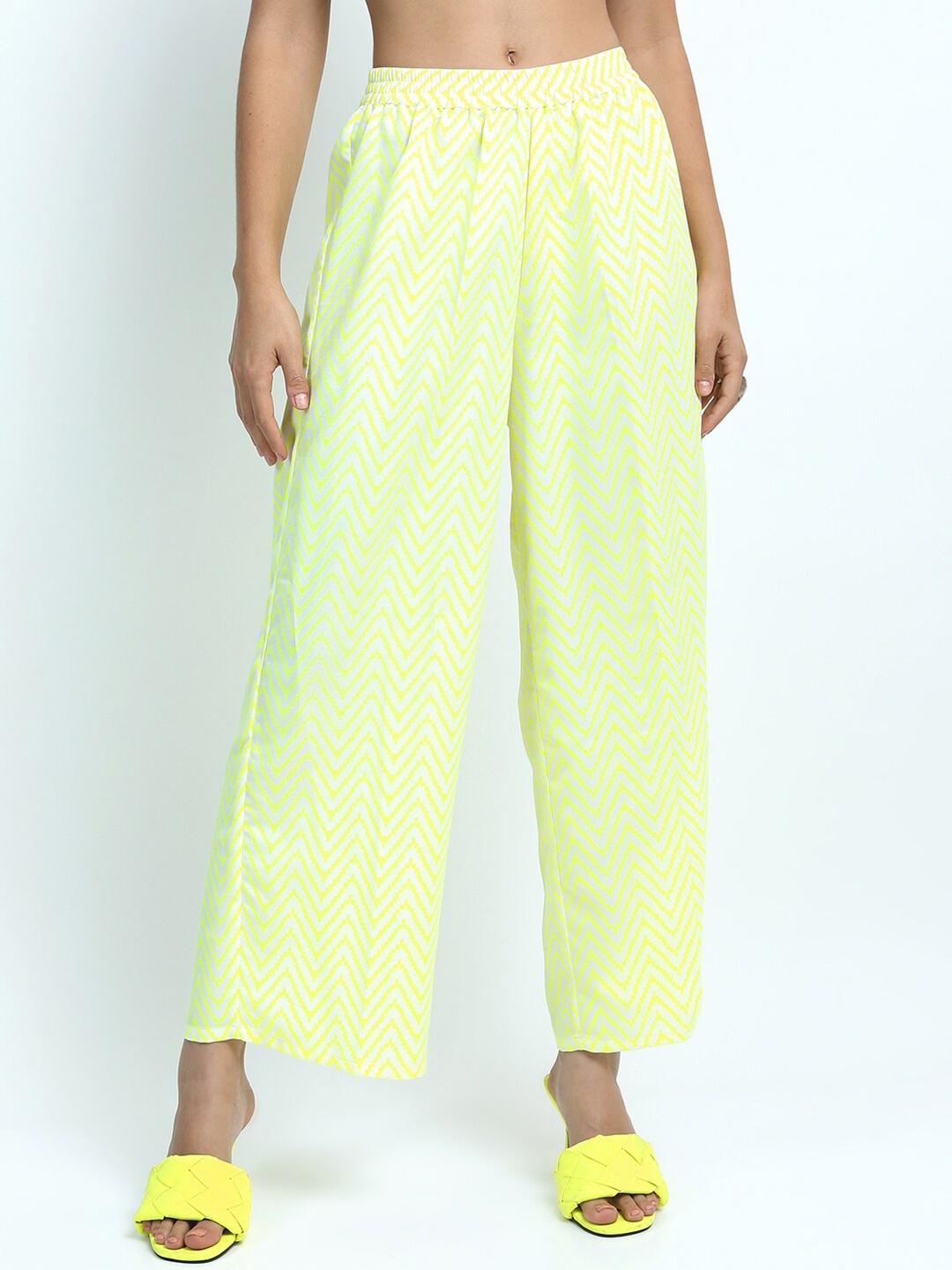 

Vishudh Women Off White & Yellow Printed Cotton Ethnic Palazzos