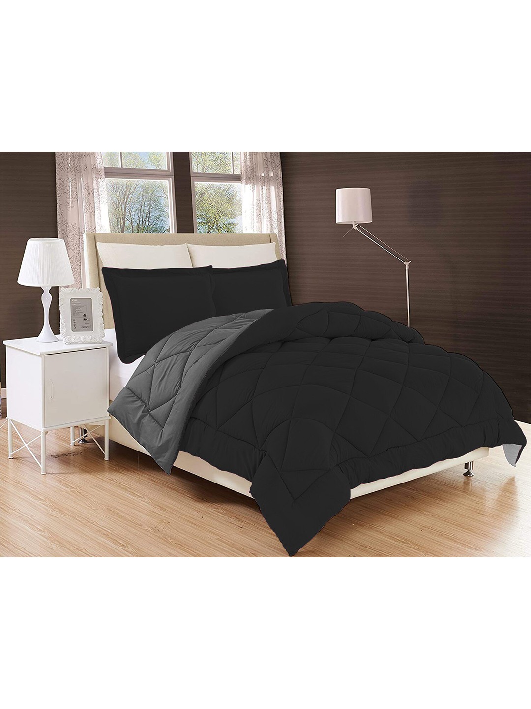 

Sasimo Black & Grey AC Room 210 GSM Double Bed Comforter
