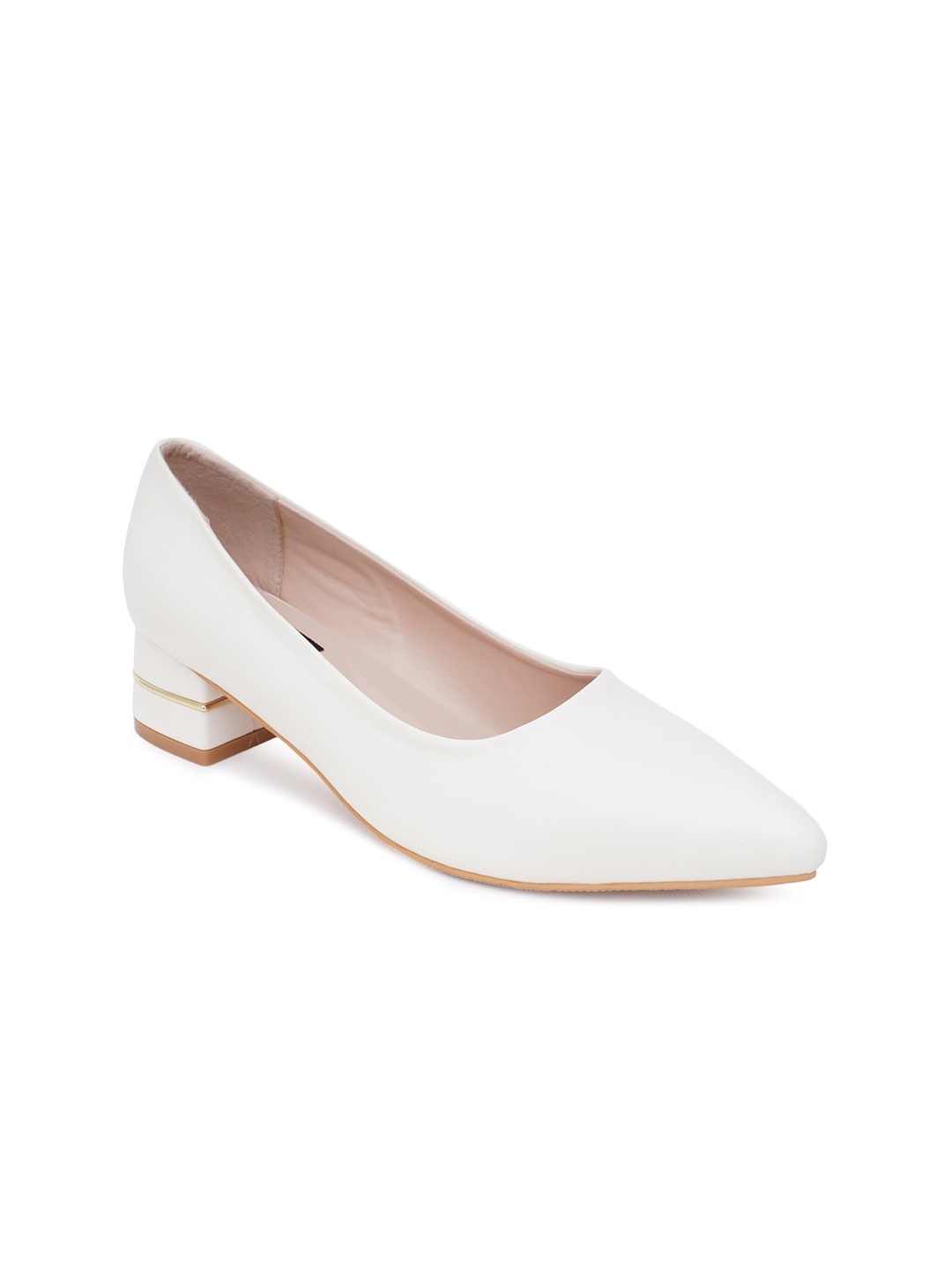 

Sherrif Shoes White Textured Party Block Pumps