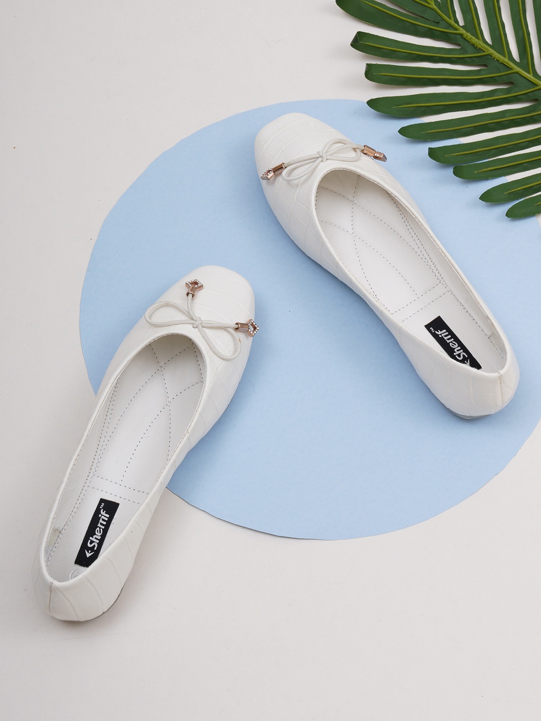 

Sherrif Shoes Women White Ballerinas with Bows