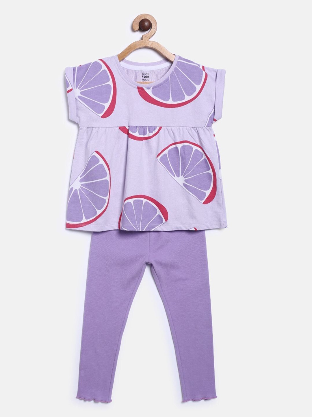 

MINI KLUB Girls Purple & Red Printed Night suit