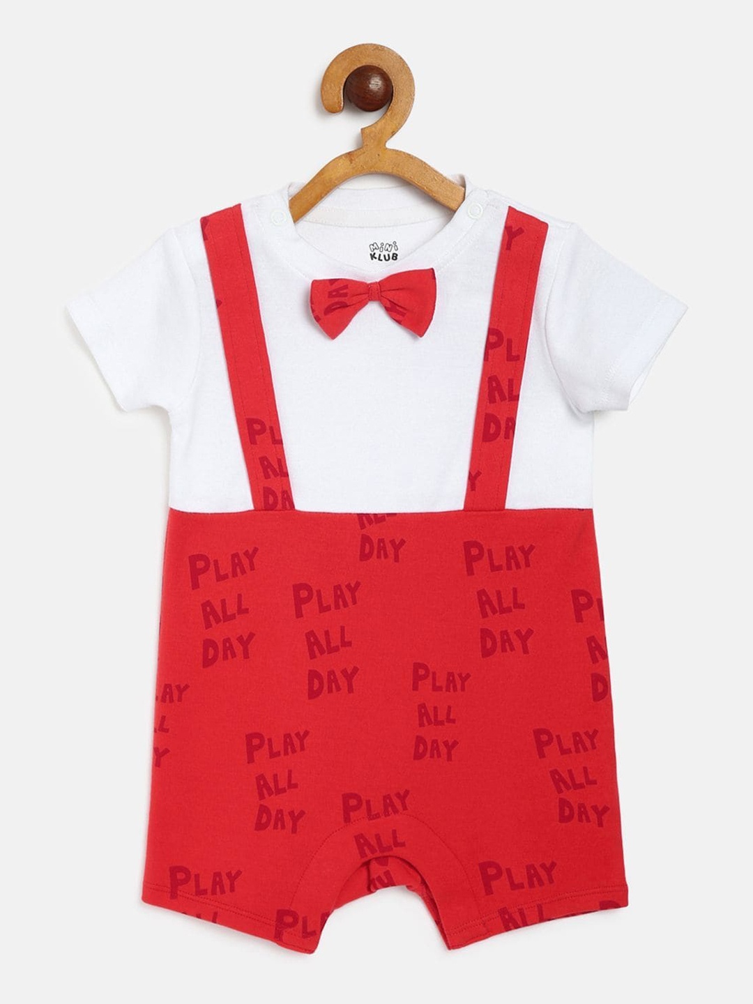 

MINI KLUB Infants Boys Red & White Printed Organic Cotton Rompers