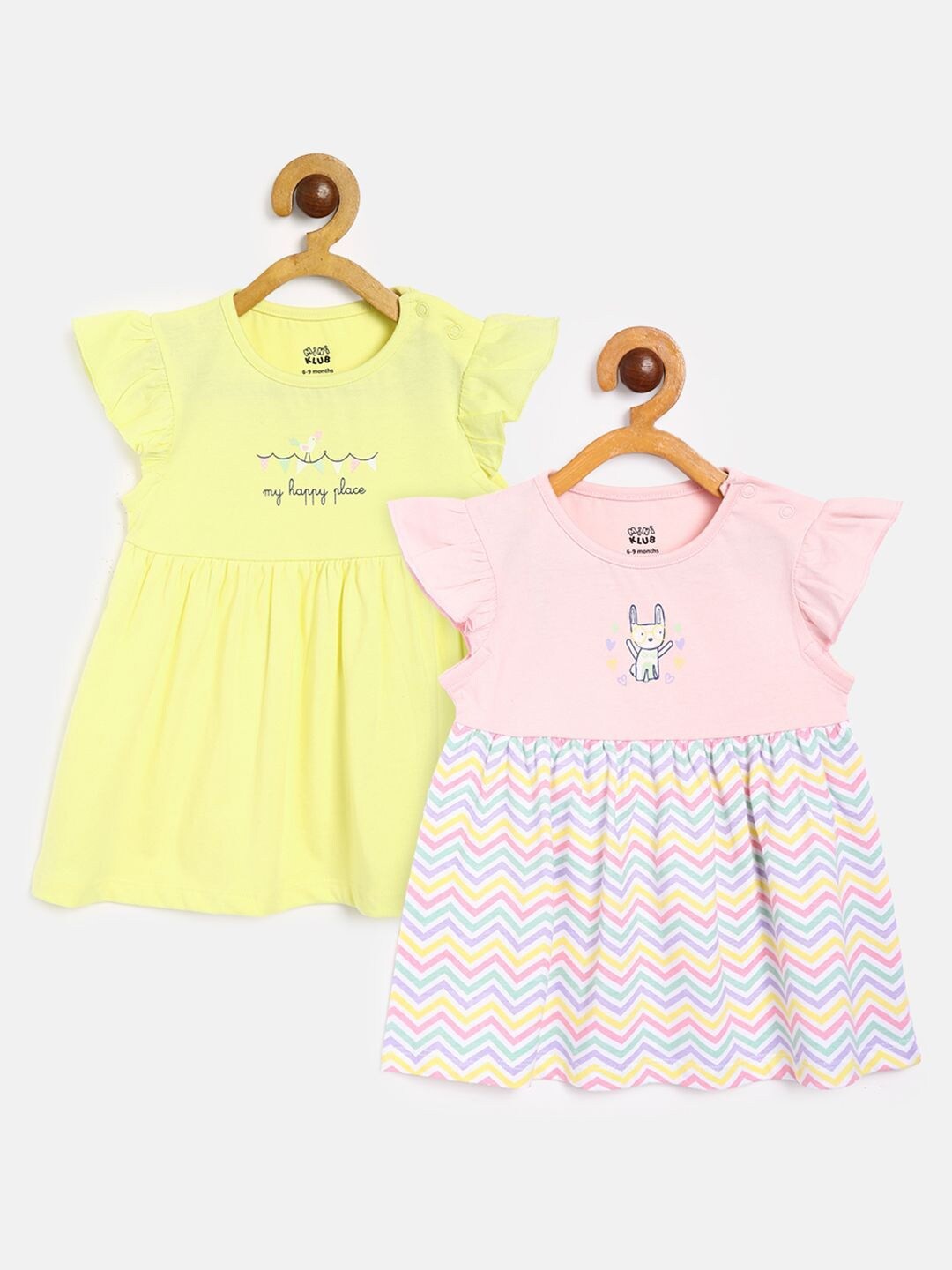 

MINI KLUB Girls Pack of 2 Organic Cotton A-Line Dress, Multi