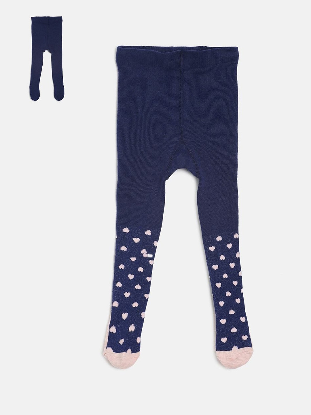 

MINI KLUB Girls Pack of 2 Navy Blue & White Patterned Stockings