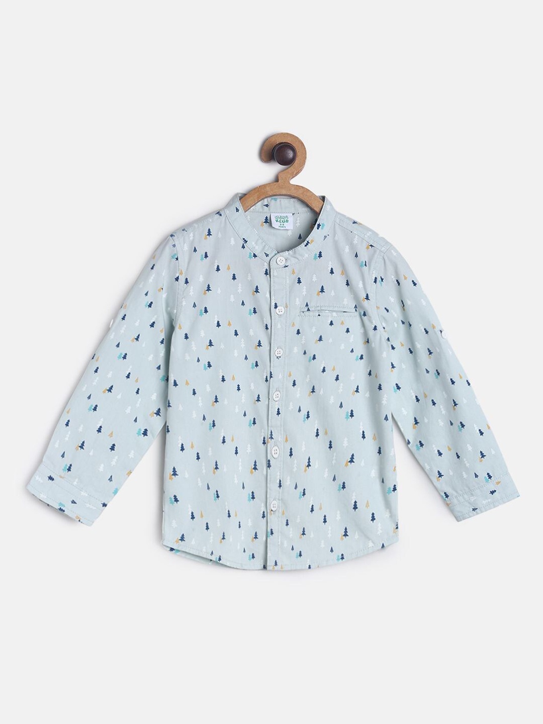 

MINI KLUB Boys Blue Comfort Printed Pure Cotton Casual Shirt